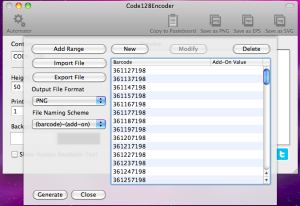 code128encoder automator generating barcode