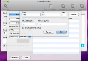 code39encoder automator adding range