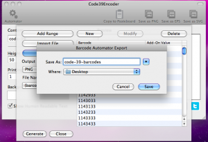 code39encoder automator exporting code 39 barcodes