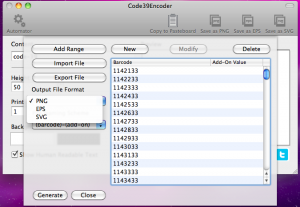code39encoder automator output file format