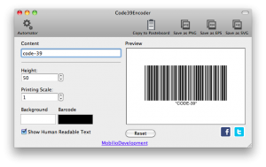 code39encoder generating code 39 barcode