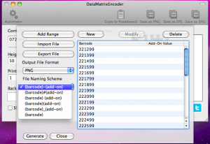 datamatrixencoder automator file naming scheme