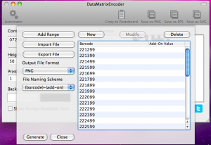 datamatrixencoder automator generating barcodes