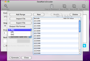 datamatrixencoder automator output file format