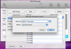 pdf417encoder exporting barcodes