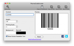 pharmacodeencoder generating pharmacode barcode
