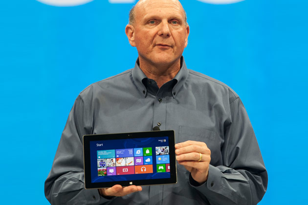 steve ballmer with the new microsoft surface tablet