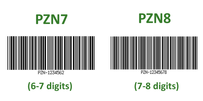 PZN barcodes PZN7 PZN8